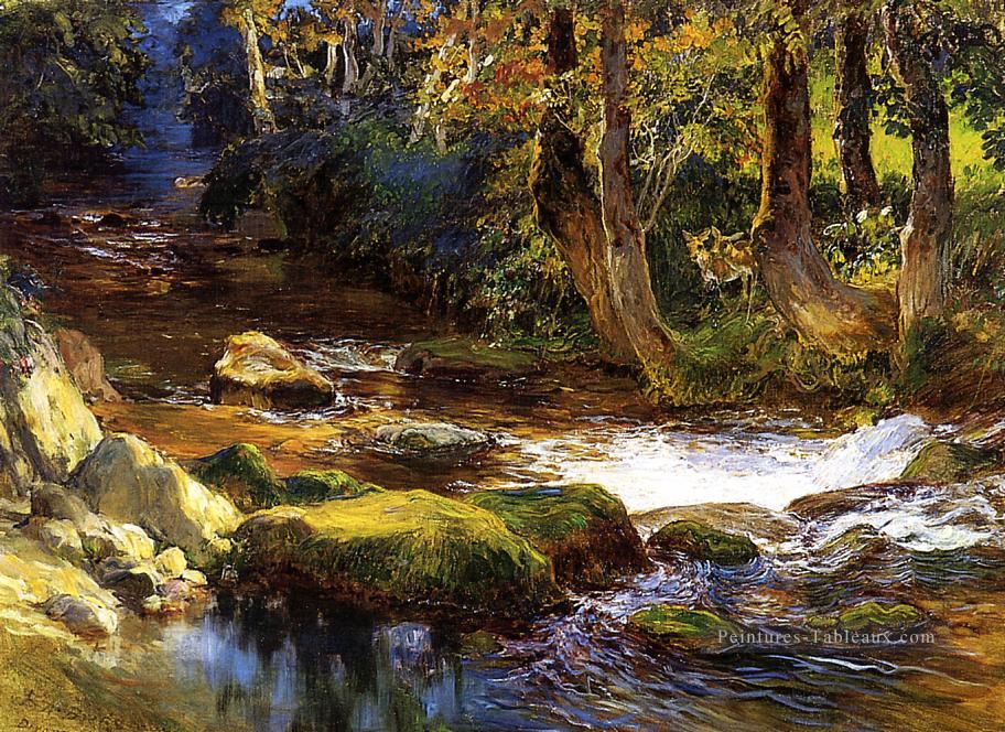 River Paysage avec Deer Frederick Arthur Bridgman Peintures à l'huile